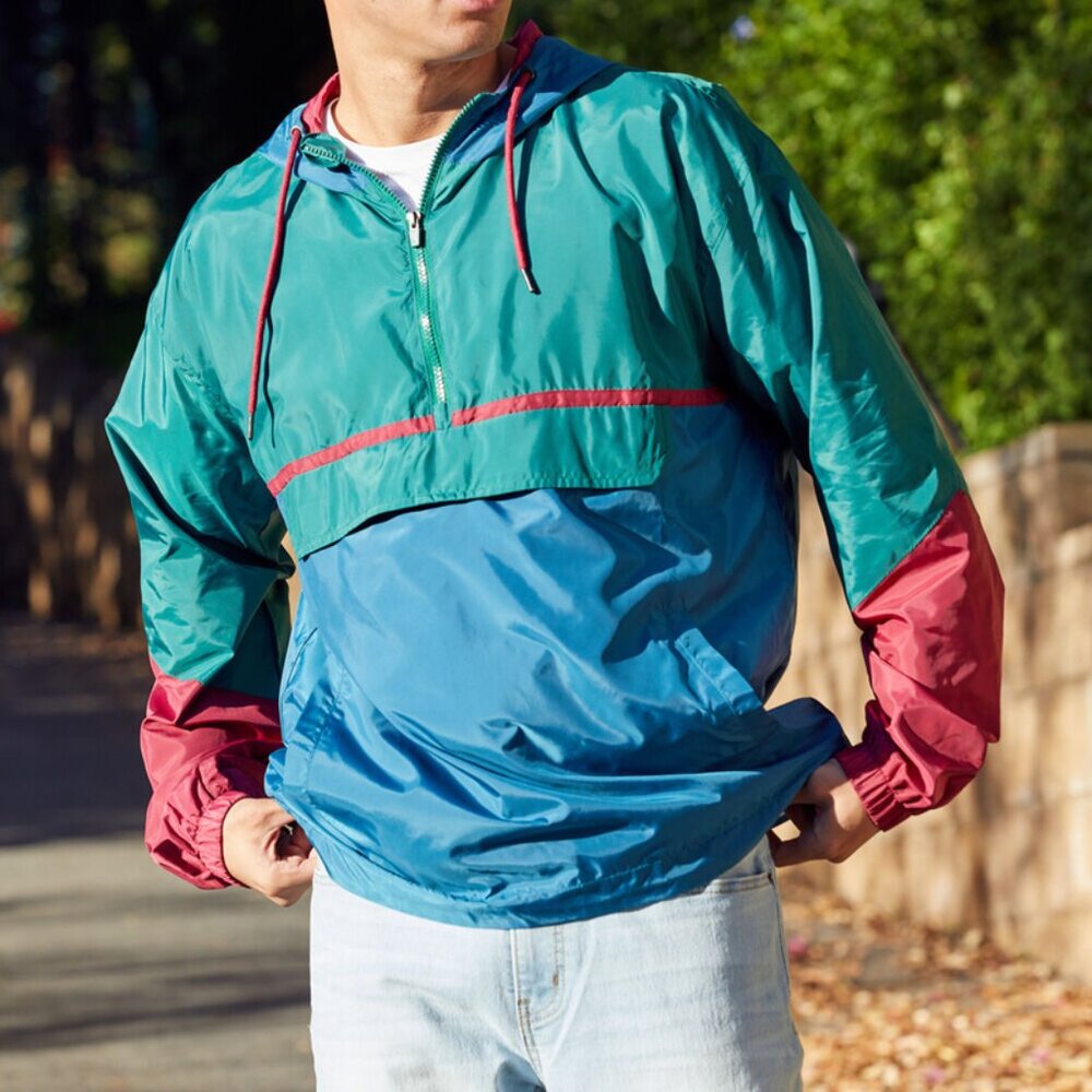 VSTR Premium Men's Small Block Anorak Jacket Colorblock Drawstring